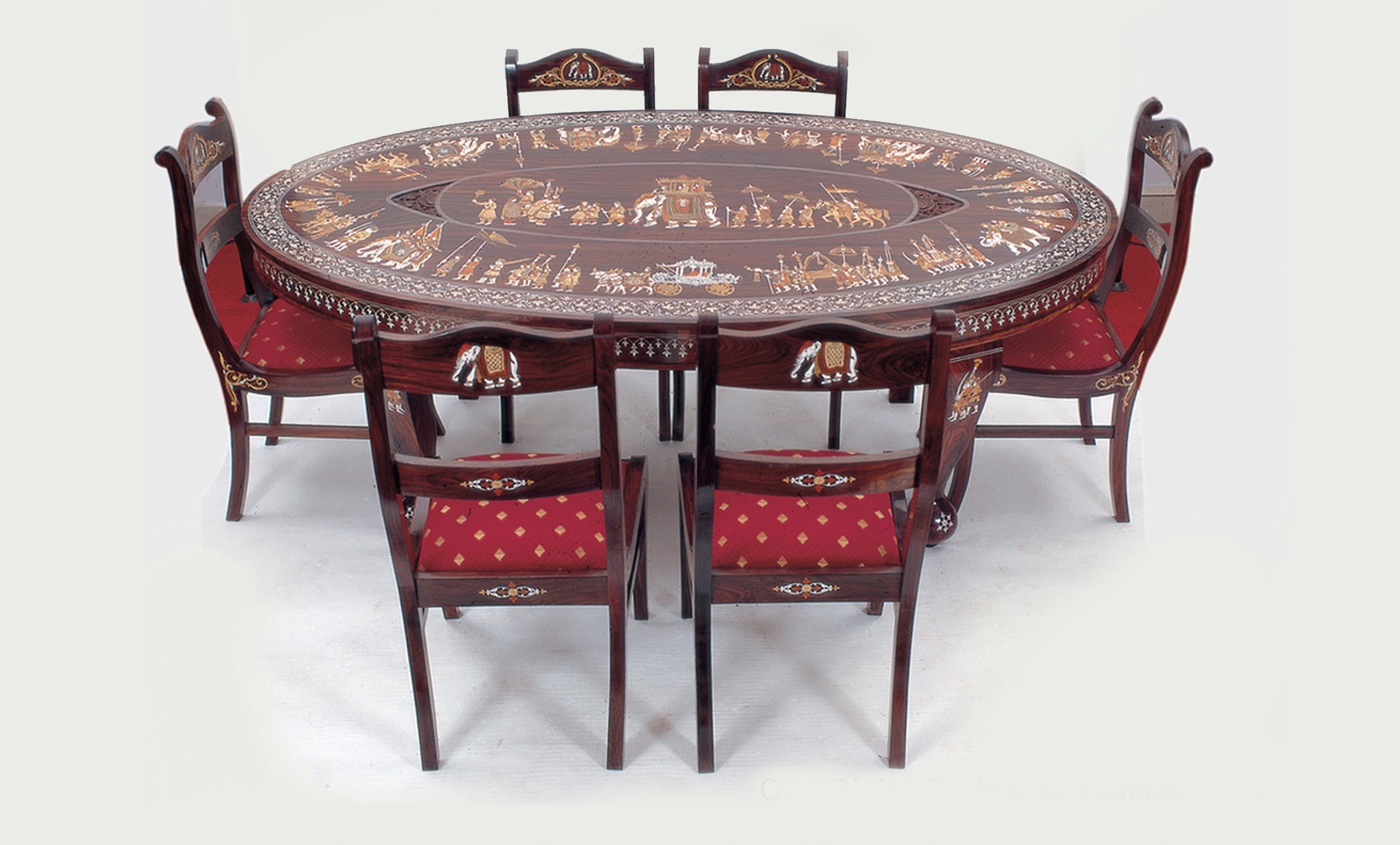 Rosewood Oval Shape Dining Table Six Seater 