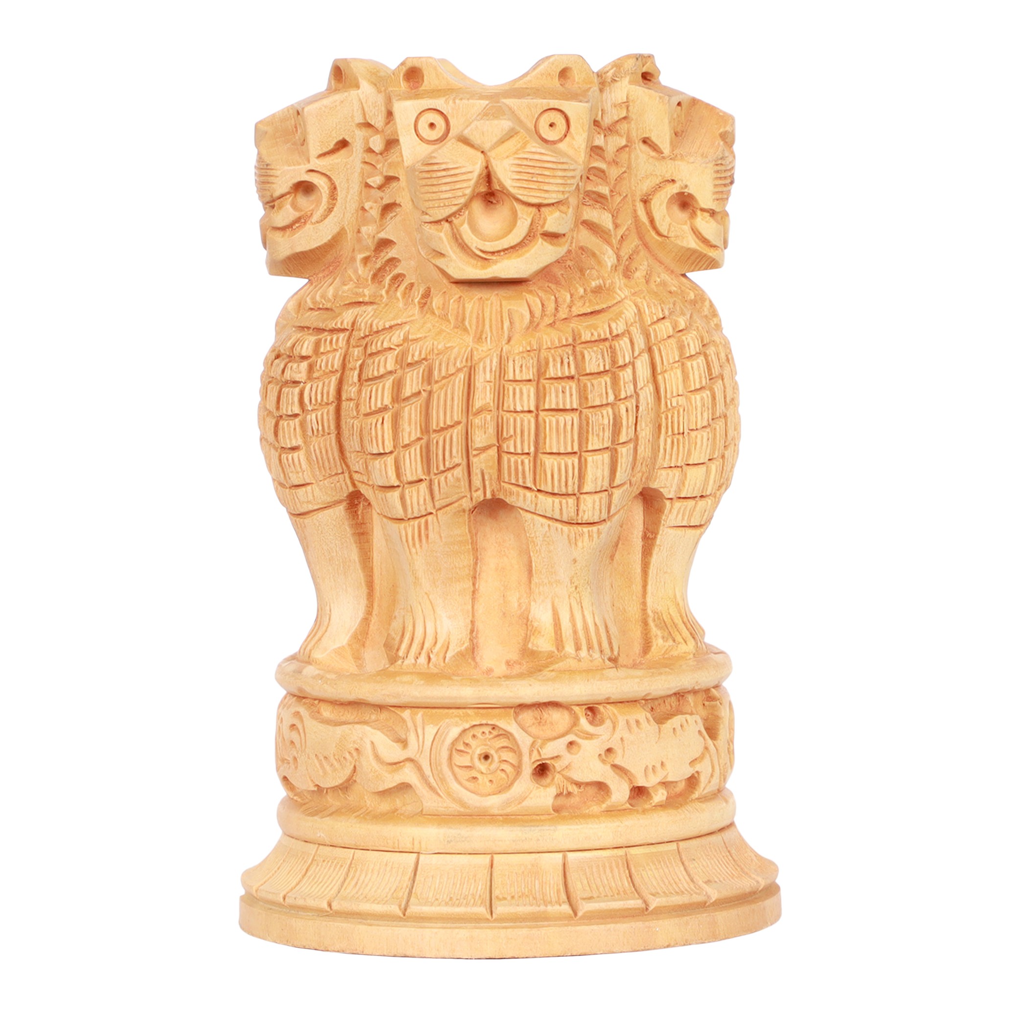 Wooden Carved Lion Face  Pen Stand